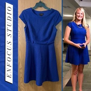 ENFOCUS STUDIO Blue Short Sleeve Fit&Flare Dress